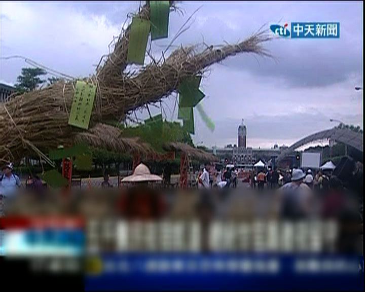 
台灣大批農民在總統府外示威