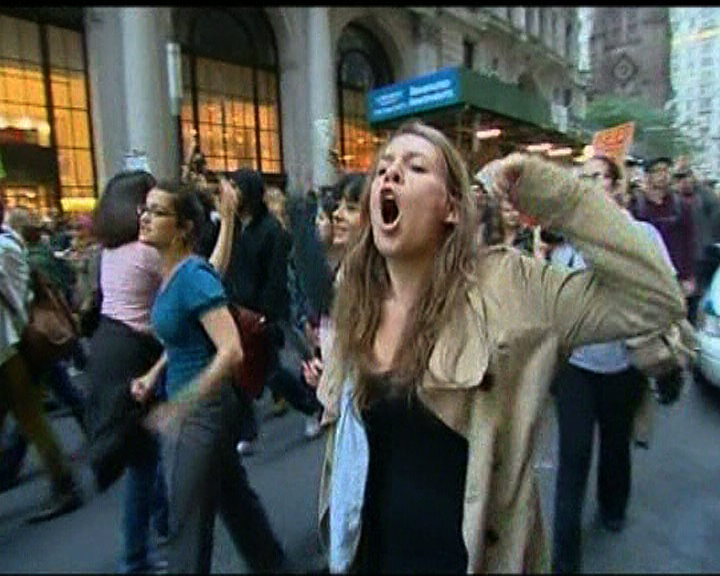 
美國紐約反華爾街示威發生衝突