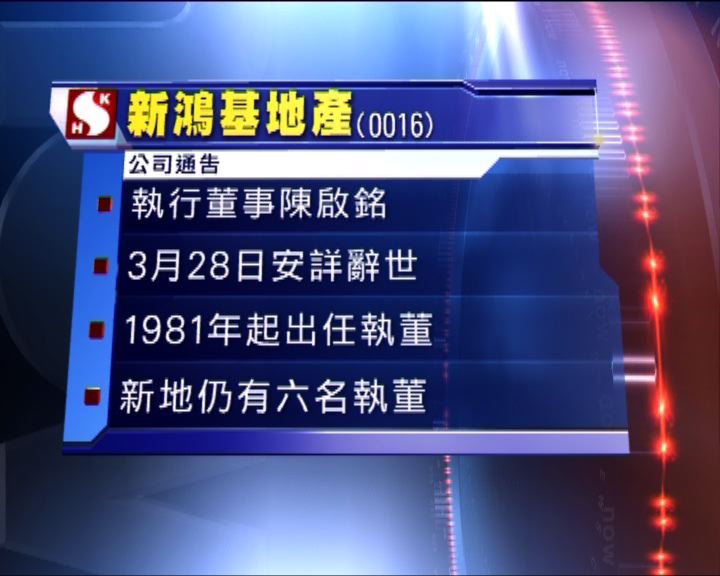 
新鴻基執行董事陳啟銘安祥辭世