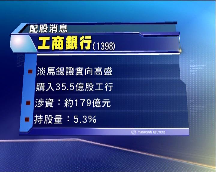 
淡馬錫證實向高盛購入35.5億股工行