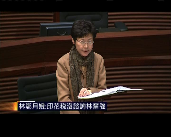 
林鄭月娥：印花稅沒諮詢林奮強