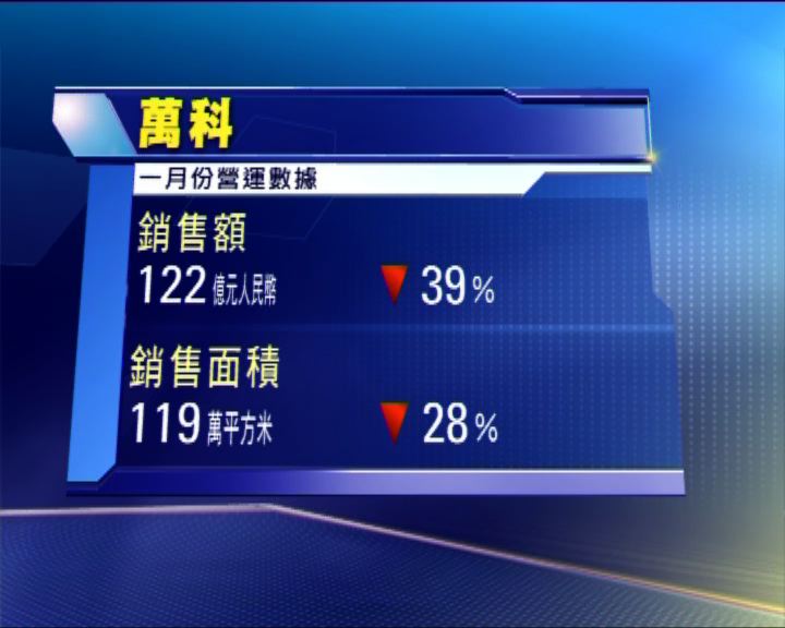 
萬科上月銷售額按年跌近四成