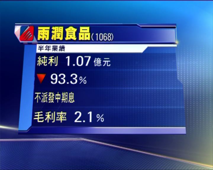 
雨潤半年盈利倒退九成三