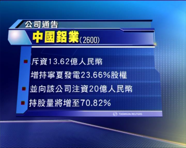 
中國鋁業進一步收購寧夏發電股權