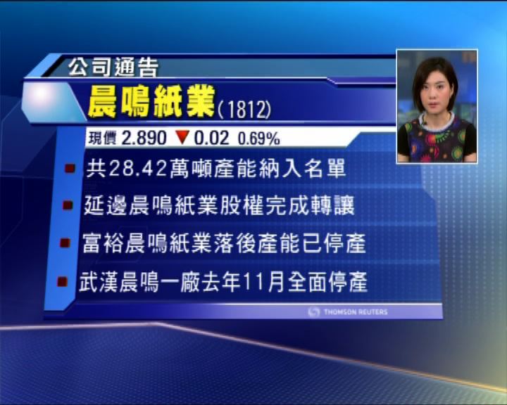 
晨鳴: 淘汰落後產能影響不大