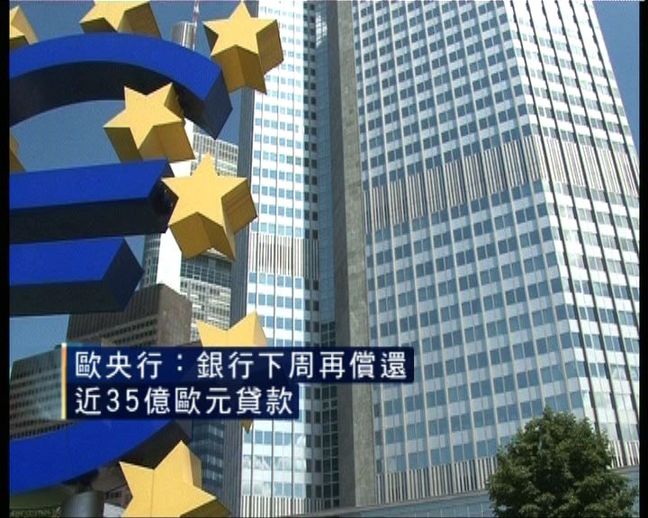 
歐央行：歐銀行將償還35億歐元貸款