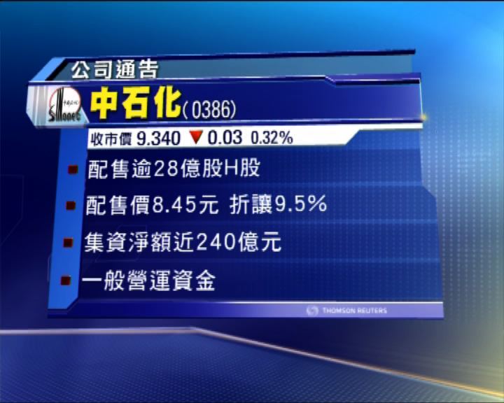 
中石化配售H股 集資逾240億元