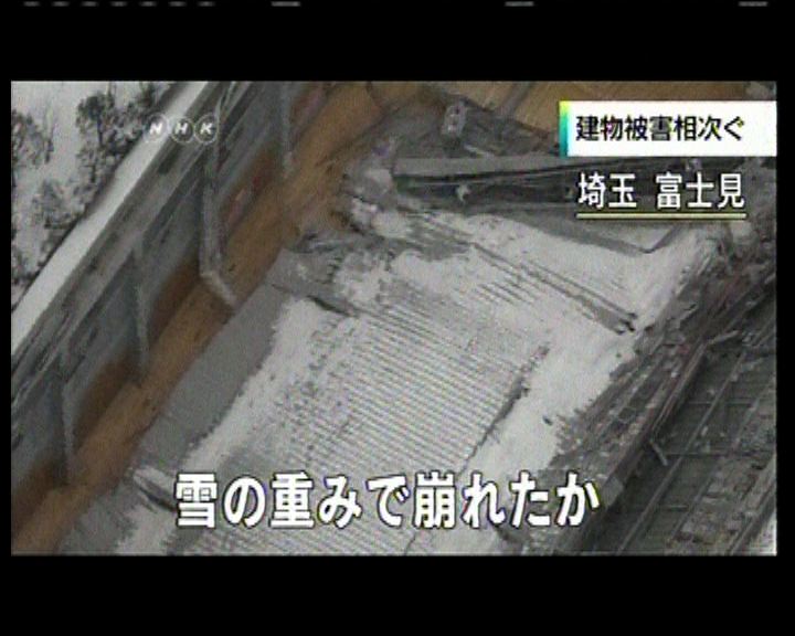 
日本關東暴雪體育館屋頂遭壓毀