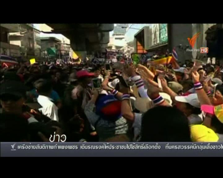 
泰反政府示威者留守曼谷購物區集會