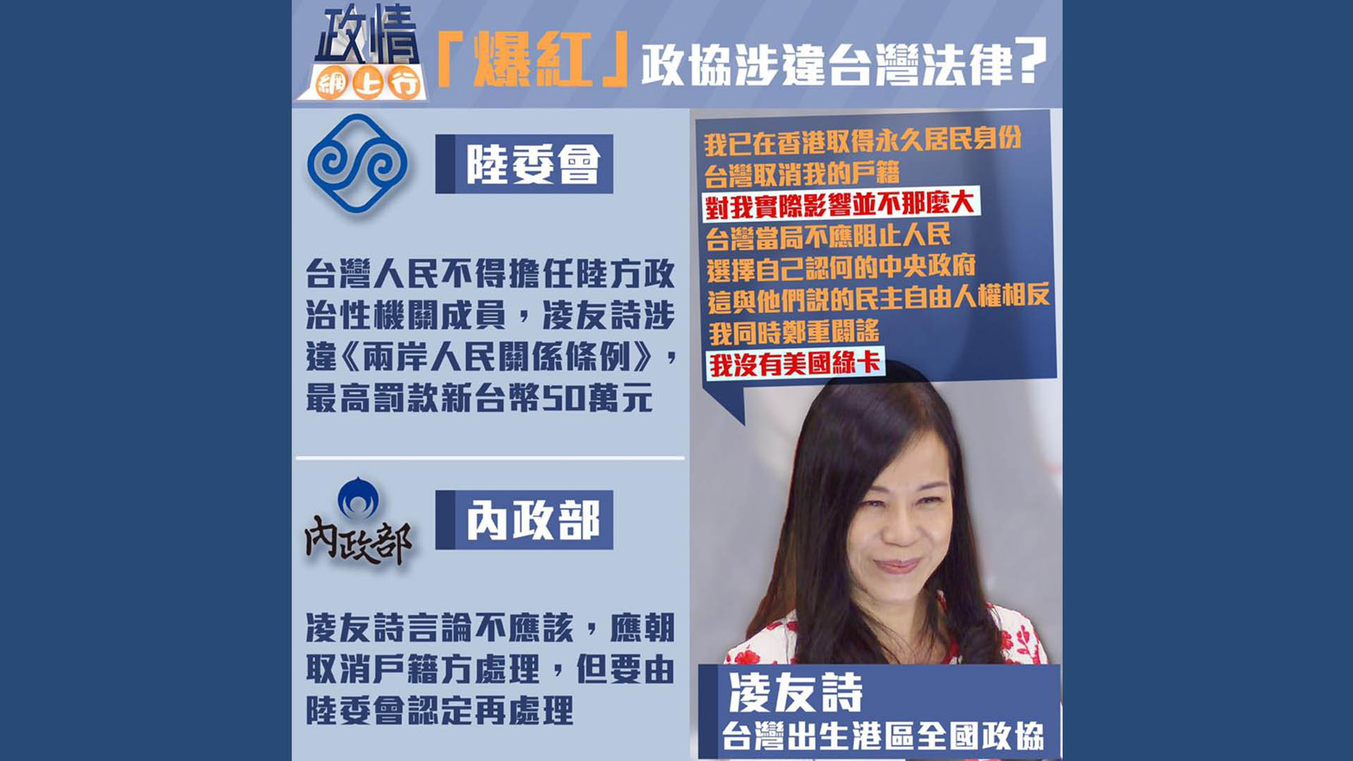 【政情網上行】「爆紅」政協涉違台灣法律？