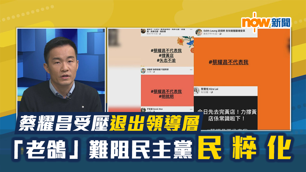 【政情】蔡耀昌受壓退出領導層　「老鴿」難阻民主黨民粹化