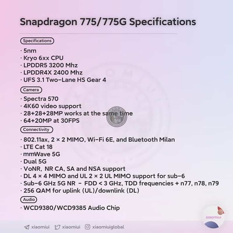 用旗艦 5nm 製程，高通 Snapdragon 775 系列規格流出