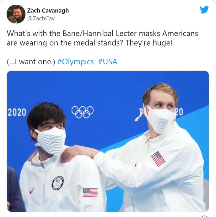 奧運美國隊口罩勁特別　網民：嚇一跳！似《蝙蝠俠》奸角班恩