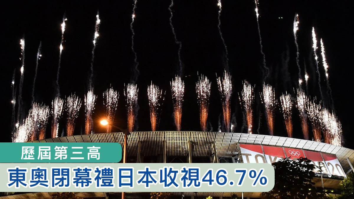 東奧閉幕禮日本收視46.7%　歷屆第三高