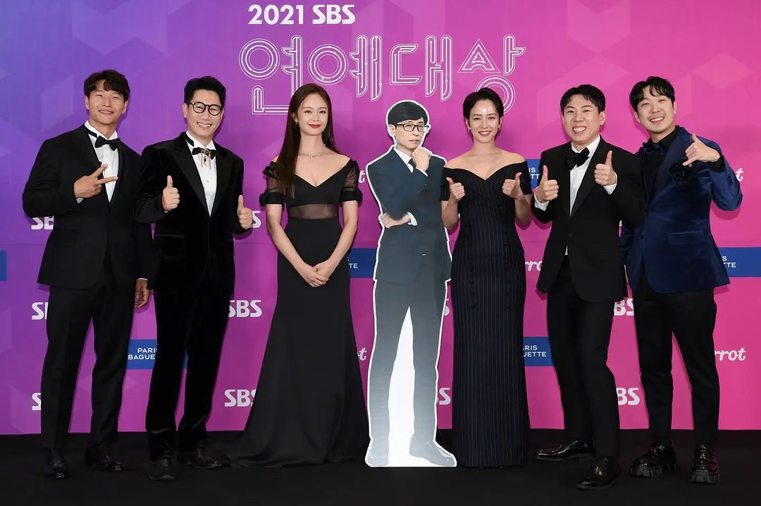 劉在錫去年底因染疫缺席SBS演藝大賞2021。（Photo / Instagram@sbs_runningman_sbs）