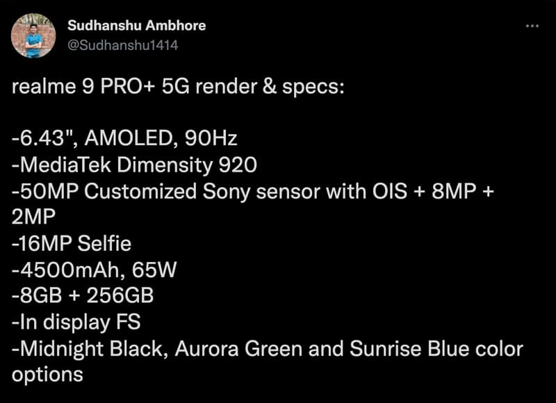 中階 5G 有 50MP OIS 主鏡，realme 9 Pro+ 機圖、配置曝光