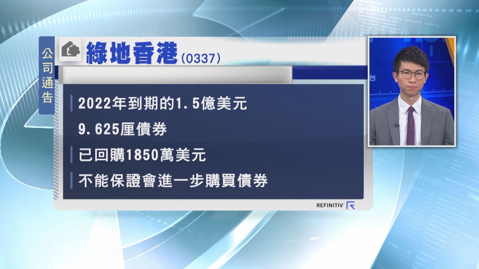 【內房危機】綠地香港回購1850萬美元境外債