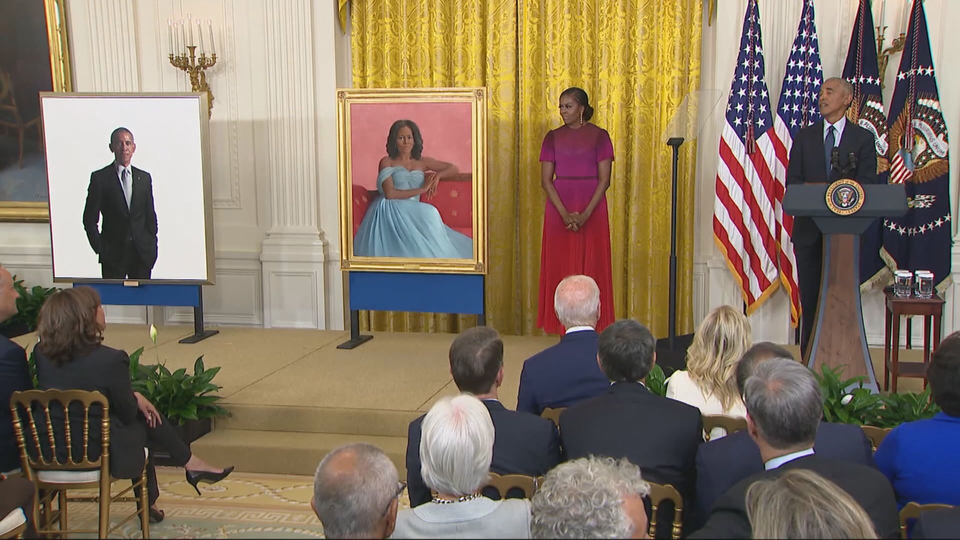 【環球薈報】奧巴馬伉儷首度重返白宮為官方肖像畫揭幕