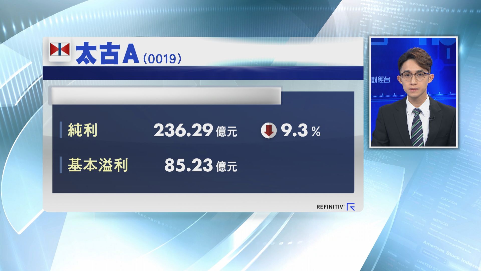 【業績速報】太古少賺9% A股派1.8元 B股派0.36元