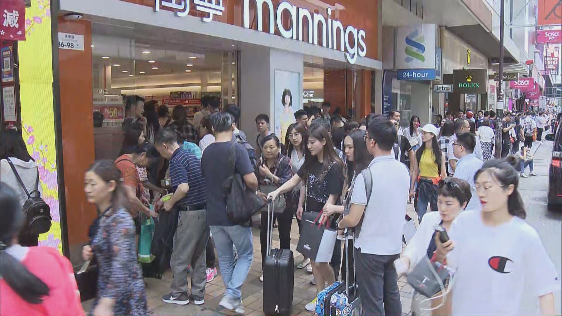 大批內地旅客尖沙咀購物擠滿行人路