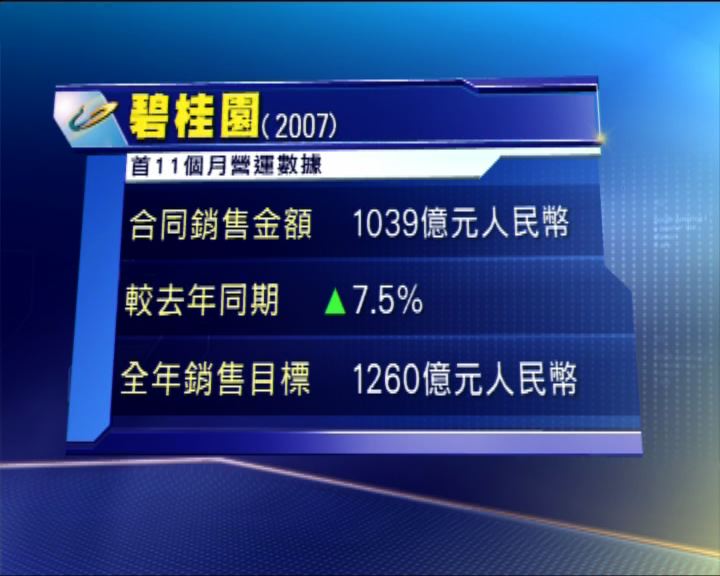 
碧桂園首11月銷售額僅達全年目標82%