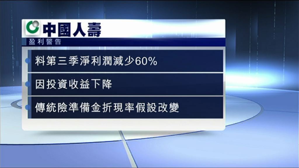 【投資收益跌】國壽料上季淨利潤減少約60%