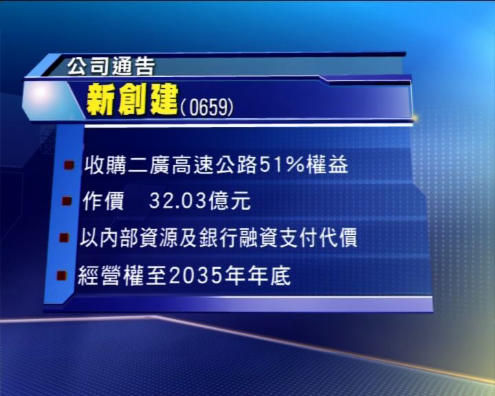 
新創建32億購二廣高速51%權益