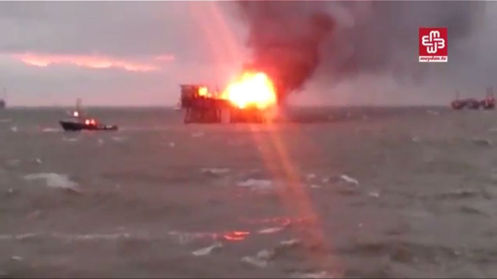 阿塞拜疆鑽油台大火逾30死