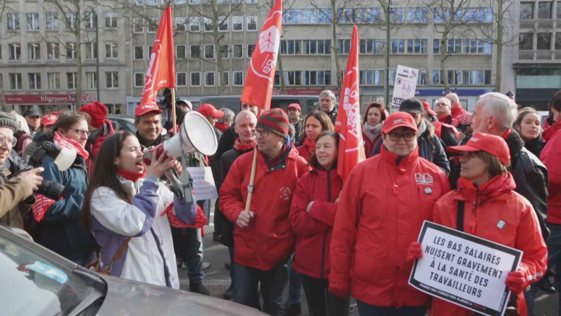 比利時三大工會發起24小時全國罷工