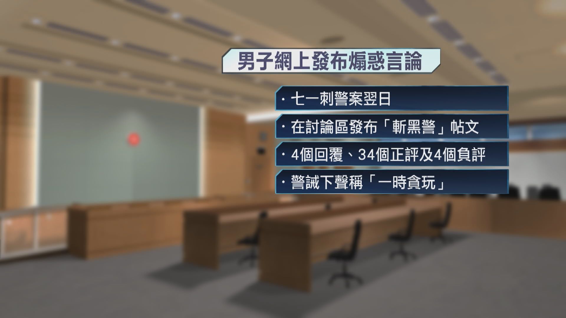 男子承認前年七一刺警案後網上發布煽動言論判囚六個月