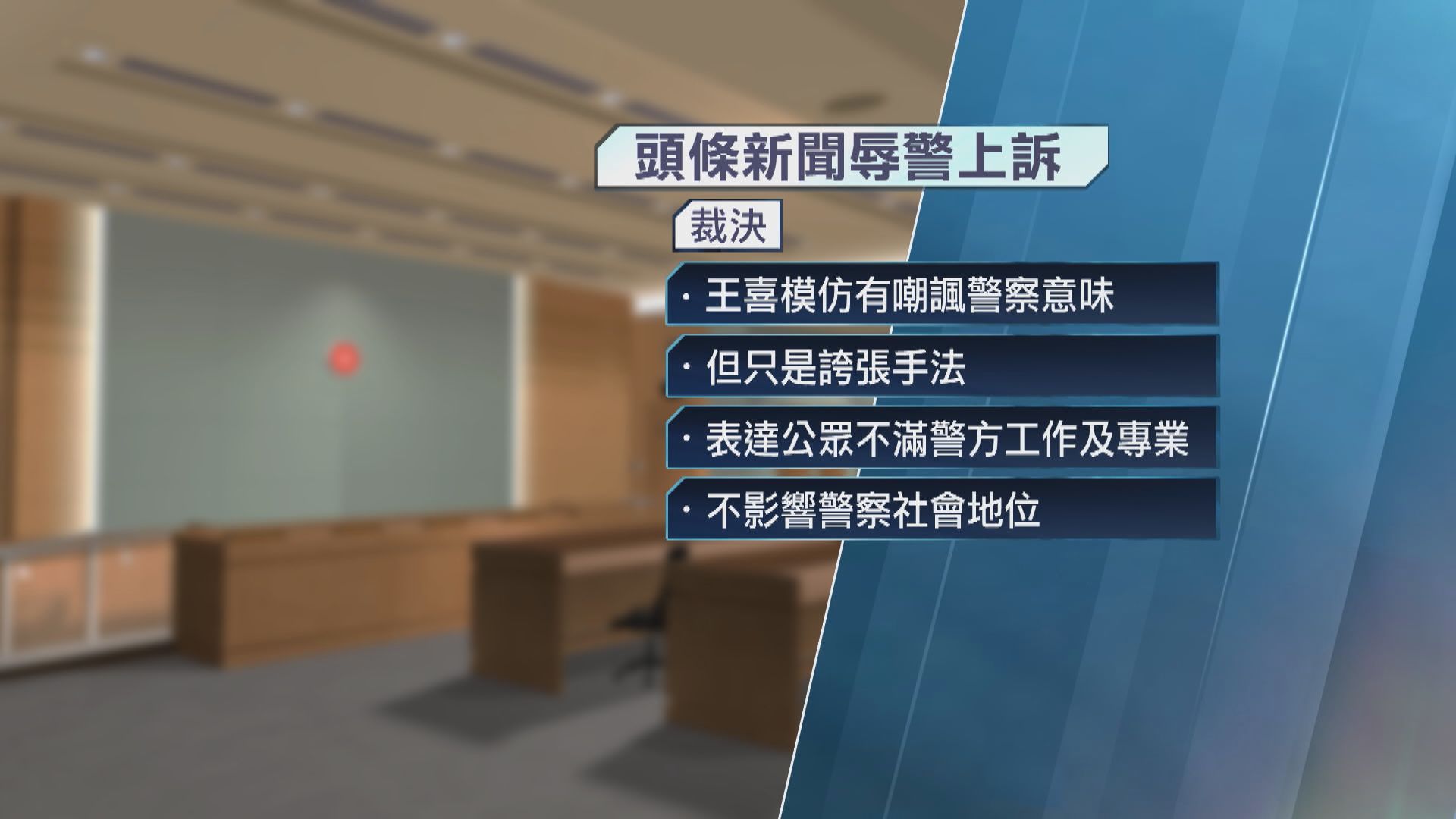 上訴庭裁定頭條新聞不涉辱警　下令通訊局撤回對港台警告