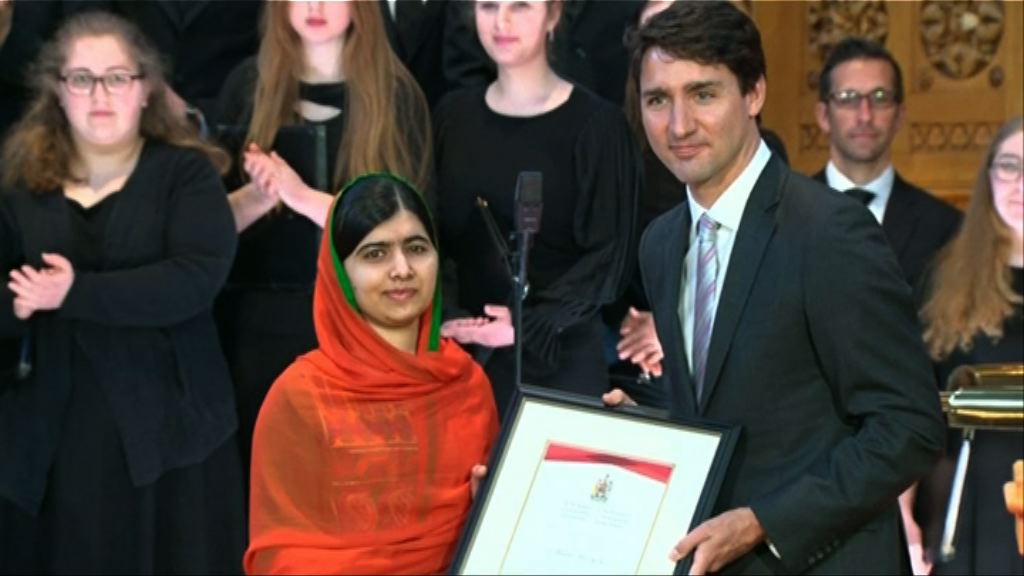 馬拉拉獲加拿大政府頒發榮譽公民
