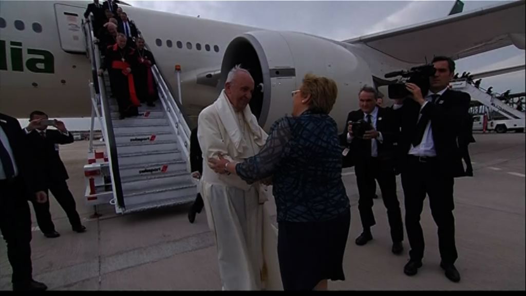 教宗抵達智利聖地亞哥訪問