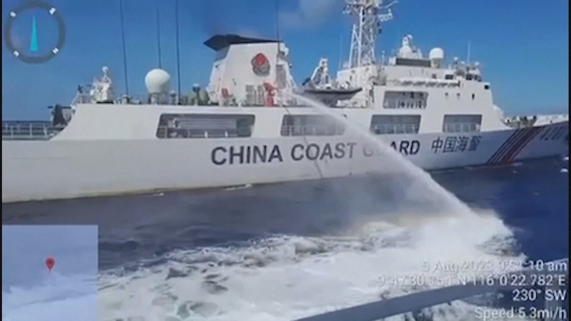 中國向菲律賓船射水炮 中國指菲方船隻擅自闖入仁愛礁