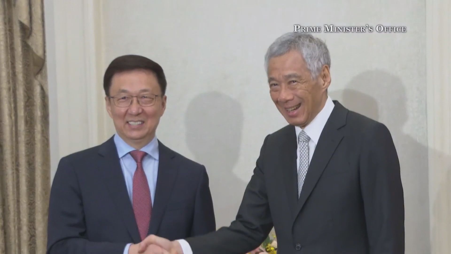 韓正到訪新加坡　與新加坡總理李顯龍會面