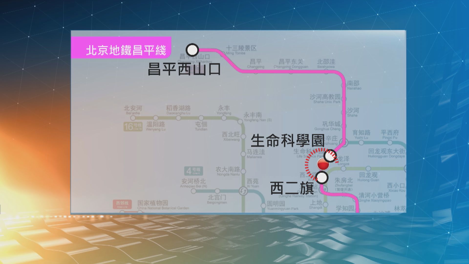 北京地鐵昌平綫有列車行駛期間車廂分離