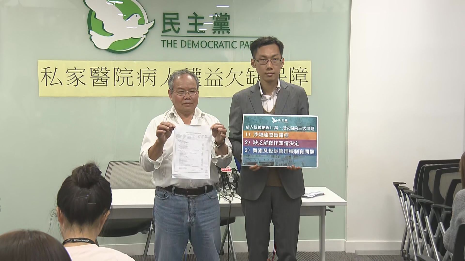 民主黨收投訴質疑醫生斷錯症收11萬醫療費
