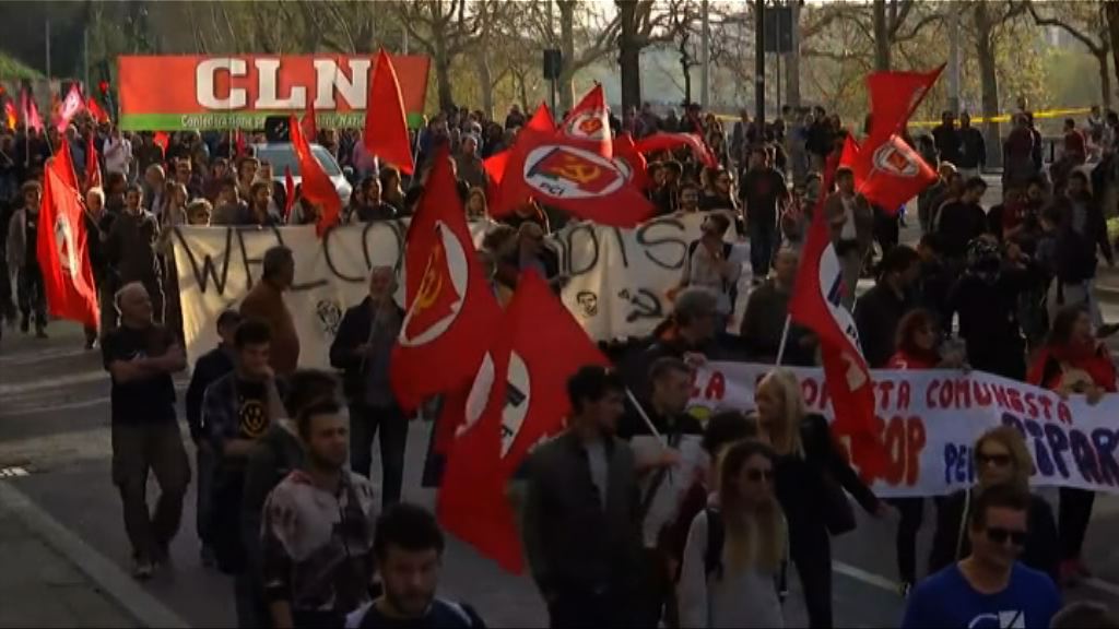羅馬分別有支持及反對歐盟示威