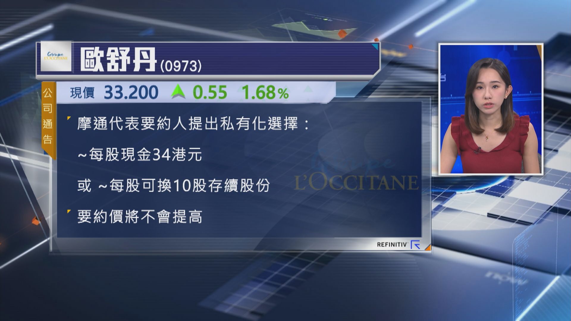 【畀小股東2揀1】歐舒丹主席提新私有建議 午後復牌曾升逾2%