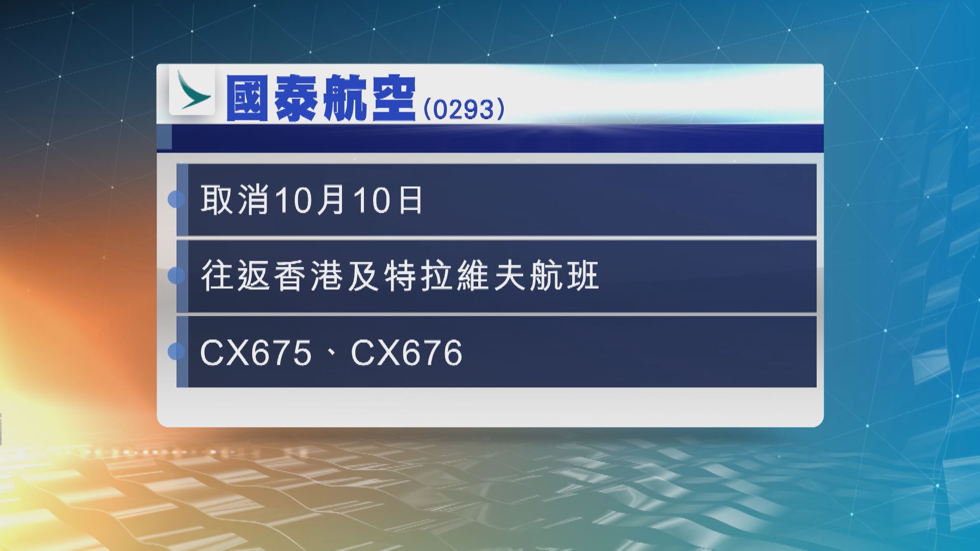 【以巴衝突】國泰取消明日往返特拉維夫航班