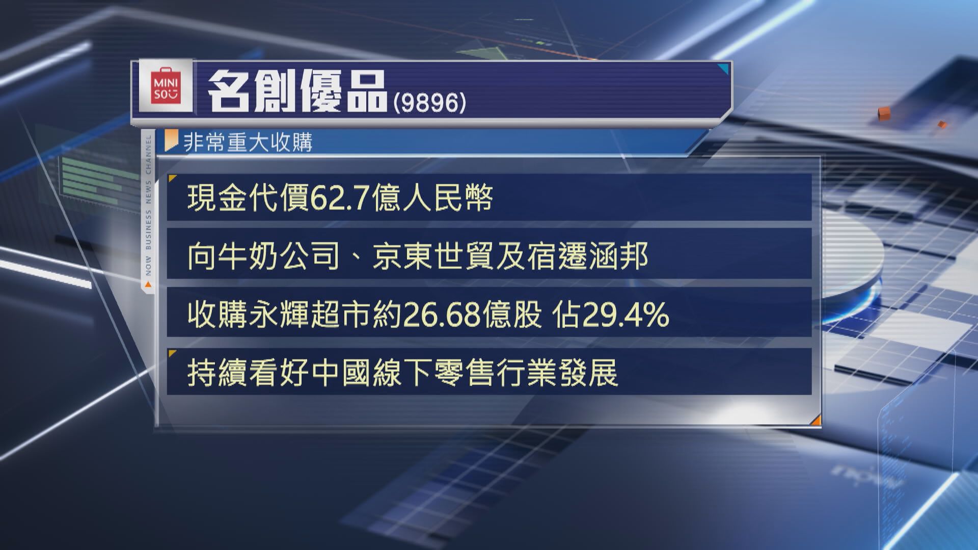 【股價急瀉】名創優品入主永輝超市 券商潑冷水兼即時降評級