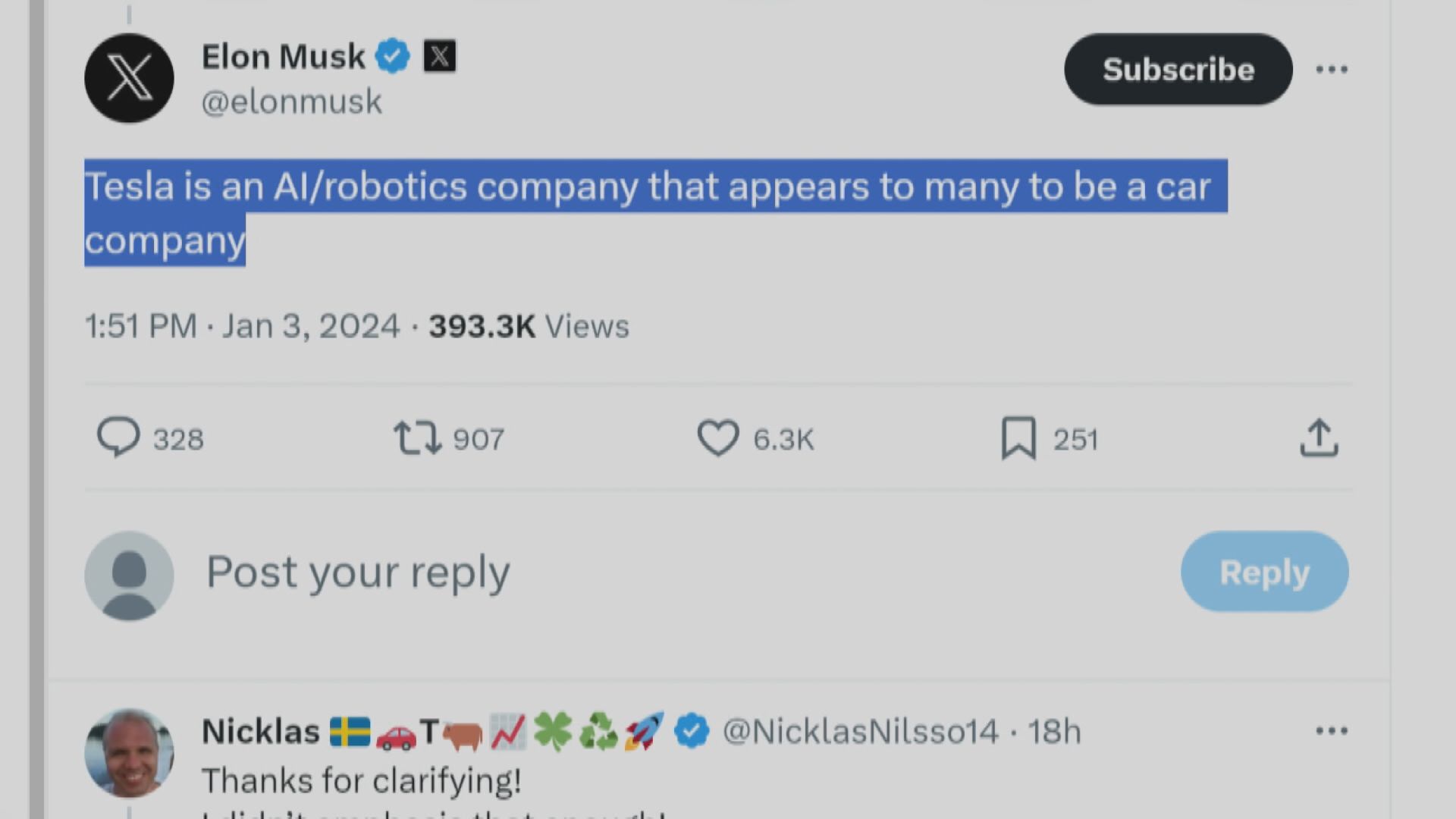 【有別比亞迪】馬斯克:Tesla是AI及機械人公司
