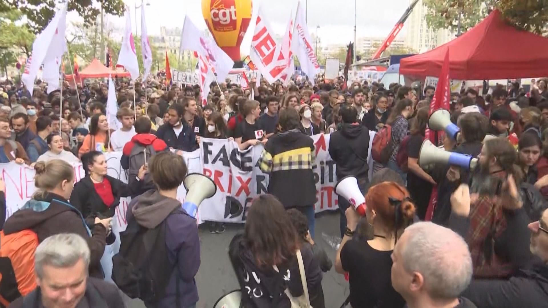 法國多個工會發起全國罷工爭取加薪