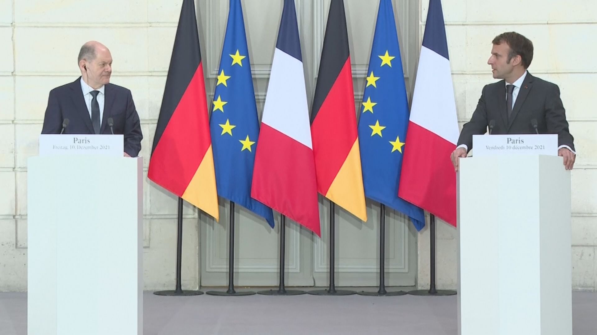 德國新任總理朔爾茨首度外訪晤法國總統馬克龍