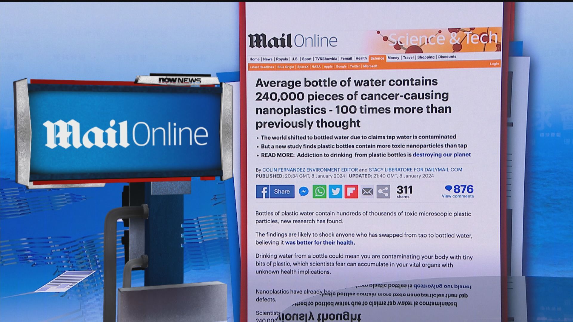 【環球薈報】新研究發現樽裝水每公升平均有24萬粒微塑膠