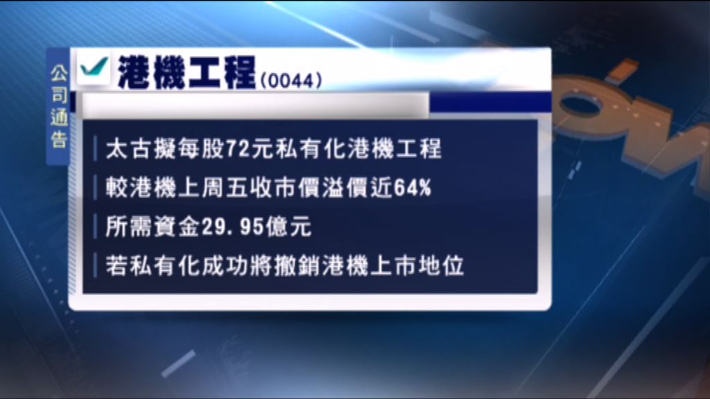 太古擬溢價近64%私有化港機工程