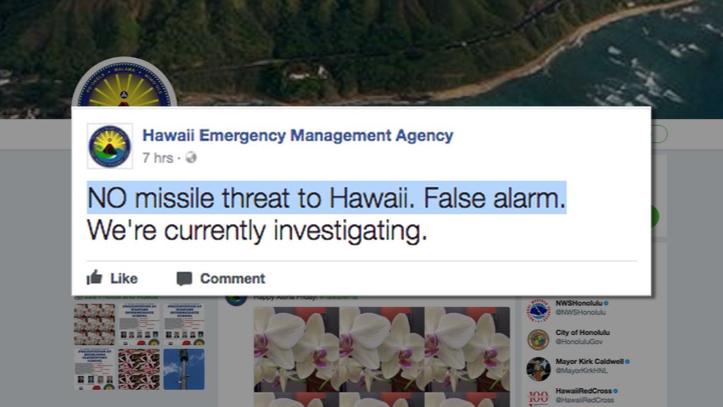 夏威夷州政府為錯發導彈警報致歉