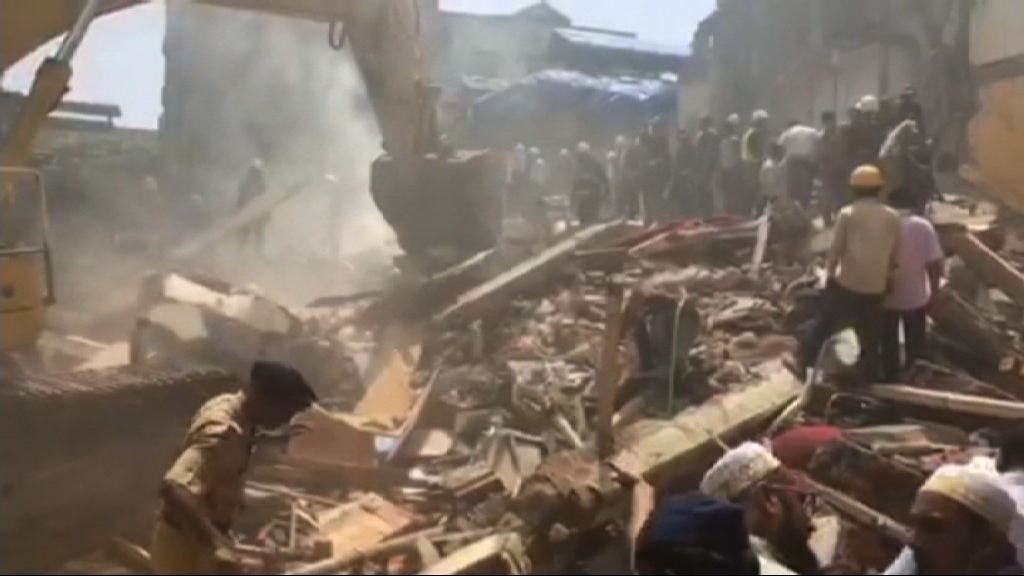 印度孟買樓房倒塌多人被困