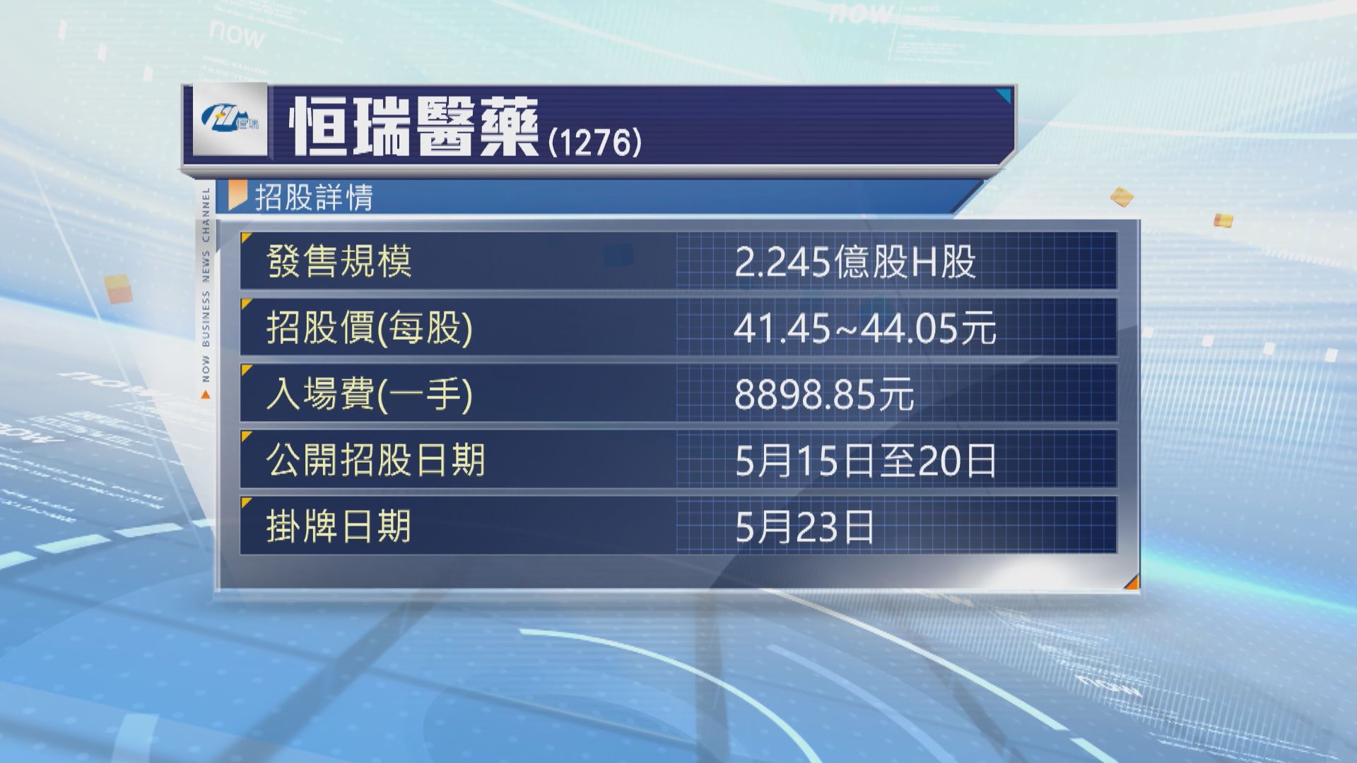 恒瑞醫藥首日招股