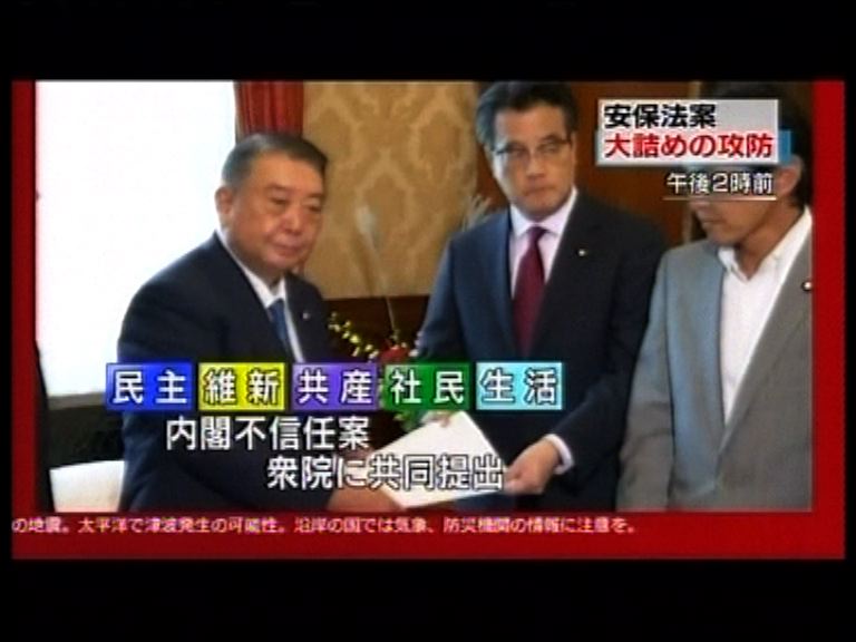 日本在野黨對內閣提不信任動議